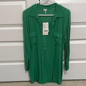 Splendid Green 3/4 Sleeve Polo Tunic
